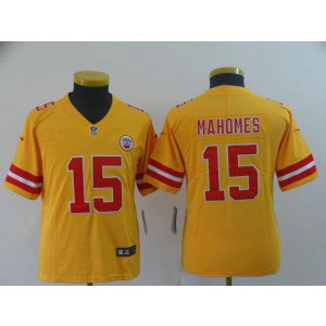 Nike Chiefs 15 Patrick Mahomes Gold Inverted Legend Youth Jersey