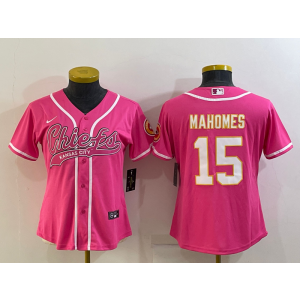 Nike Chiefs 15 Patrick Mahomes Pink White Vapor Baseball Limited Women Jersey