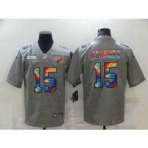 Nike Chiefs 15 Patrick Mahomes Rainbow Grey Limited Men Jersey