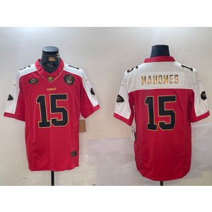 Nike Chiefs 15 Patrick Mahomes Red Gold Team Logo F.U.S.E. Vapor Limited Men Jersey