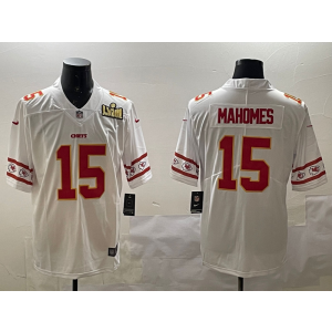 Nike Chiefs 15 Patrick Mahomes White 2025 Super Bowl LIX Vapor Limited Men Jersey
