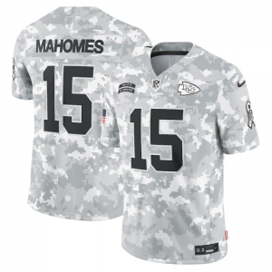 Nike Chiefs 15 Patrick Mahomes White Camo 2024 Salute To Service Limited Men Jersey