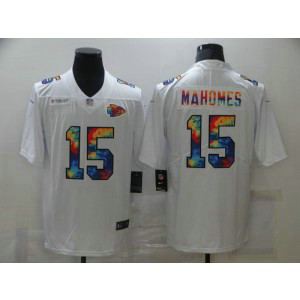 Nike Chiefs 15 Patrick Mahomes White Rainbow Limited Men Jersey