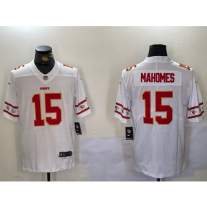 Nike Chiefs 15 Patrick Mahomes White Team Logo Vapor Limited Men Jersey