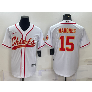 Nike Chiefs 15 Patrick Mahomes White Vapor Baseball Limited Men Jersey