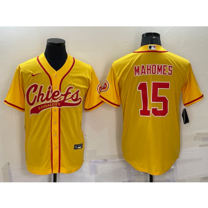 Nike Chiefs 15 Patrick Mahomes Yellow Vapor Baseball Limited Men Jersey