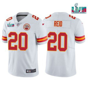Nike Chiefs 20 Justin Reid White 2023 Super Bowl LVII Vapor Limited Men Jersey