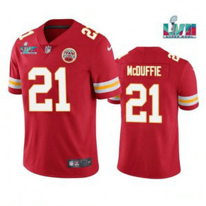 Nike Chiefs 21 Trent McDuffie Red 2023 Super Bowl LVII Vapor Limited Men Jersey