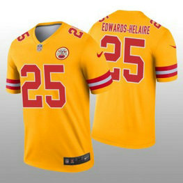 Nike Chiefs 25 Clyde Edwards-Helaire Gold Inverted Legend Limited Men Jersey