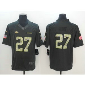 Nike Chiefs 27 Kareem Hunt Anthracite Salute To Service Limited Men Jersey