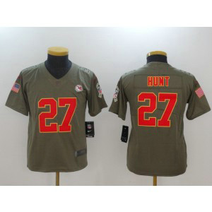 Nike Chiefs 27 Kareem Hunt Olive 2017 Salute To Service Limited Youth Jersey