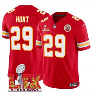 Nike Chiefs 29 Kareem Hunt Red 2025 Super Bowl LIX F.U.S.E. Vapor Limited Men Jersey