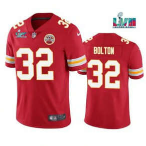 Nike Chiefs 32 Nick Bolton Red 2023 Super Bowl LVII Vapor Limited Men Jersey