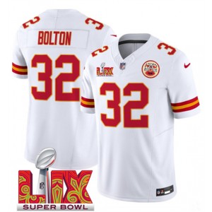 Nike Chiefs 32 Nick Bolton White 2025 Super Bowl LIX F.U.S.E. Vapor Limited Men Jersey