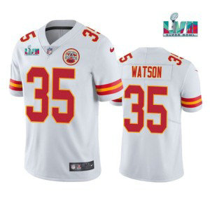 Nike Chiefs 35 Jaylen Watson White 2023 Super Bowl LVII Vapor Limited Men Jersey