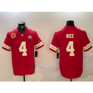 Nike Chiefs 4 Rice Red Team Logo Vapor Limited Men Jersey