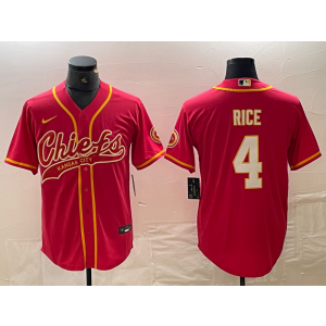 Nike Chiefs 4 Rice Red Vapor Baseball Limited Men Jersey