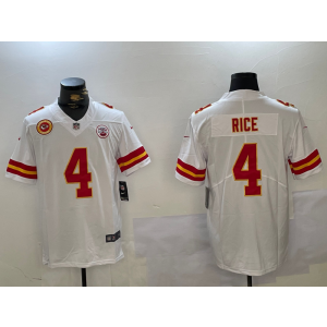 Nike Chiefs 4 Rice White Team Logo Vapor Limited Men Jersey