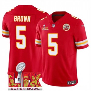 Nike Chiefs 5 Hollywood Brown Red 2025 Super Bowl LIX F.U.S.E. Vapor Limited Men Jersey