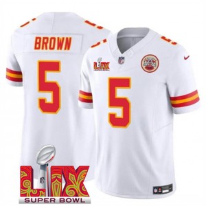 Nike Chiefs 5 Hollywood Brown White 2025 Super Bowl LIX F.U.S.E. Vapor Limited Men Jersey