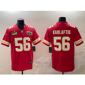 Nike Chiefs 56 George Karlaftis Red Gold 2025 Super Bowl LIX Vapor Limited Men Jersey