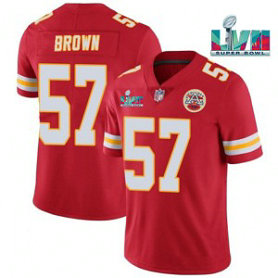 Nike Chiefs 57 Orlando Brown Red 2023 Super Bowl LVII Vapor Limited Men Jersey