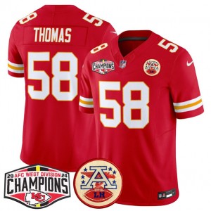 Nike Chiefs 58 Derrick Thomas Red 2024 AFC West Division Champions F.U.S.E. Vapor Limited Men Jersey Nike Chiefs 58 Derrick Thomas Red 2024 AFC West Division Champions F.U.S.E. Vapor Limited Men Jersey