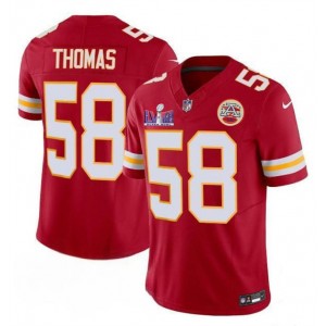 Nike Chiefs 58 Derrick Thomas Red 2024 Super Bowl LVIII F.U.S.E Vapor Limited Men Jersey