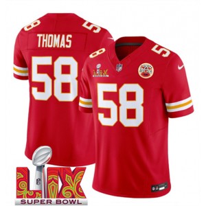 Nike Chiefs 58 Derrick Thomas Red 2025 Super Bowl LIX F.U.S.E. Vapor Limited Men Jersey
