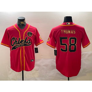 Nike Chiefs 58 Derrick Thomas Red Gold Vapor Baseball Limited Men Jersey