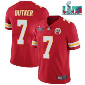 Nike Chiefs 7 Harrison Butker Red 2023 Super Bowl LVII Vapor Limited Men Jersey