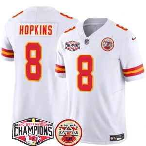 Nike Chiefs 8 DeAndre Hopkins White 2024 AFC West Division Champions F.U.S.E. Vapor Limited Men Jersey