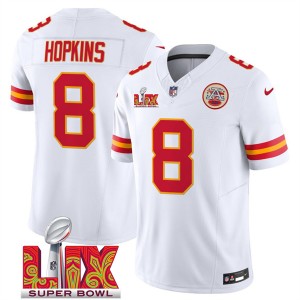 Nike Chiefs 8 DeAndre Hopkins White 2025 Super Bowl LIX F.U.S.E. Vapor Limited Men Jersey