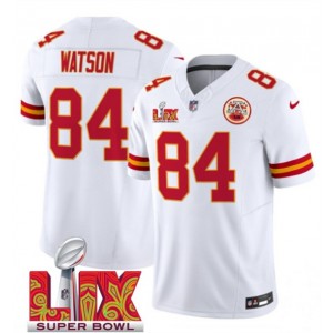 Nike Chiefs 84 Justin Watson White 2025 Super Bowl LIX F.U.S.E. Vapor Limited Men Jersey