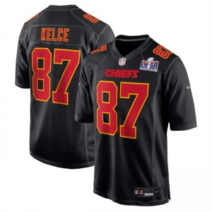 Nike Chiefs 87 Kelce Black 2024 Super Bowl LVIII Vapor Limited Men Jersey