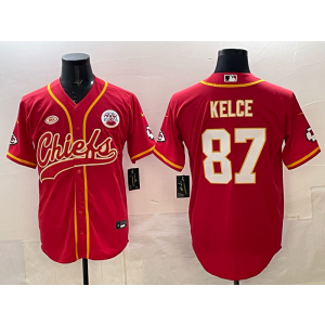 Nike Chiefs 87 Kelce Red Baseball Vapor Limited Men Jersey