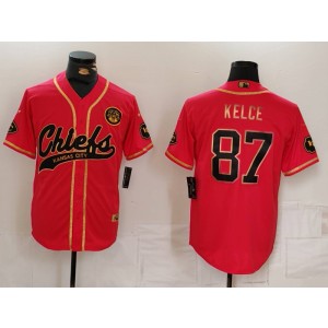 Nike Chiefs 87 Kelce Red Gold Vapor Baseball Limited Men Jersey