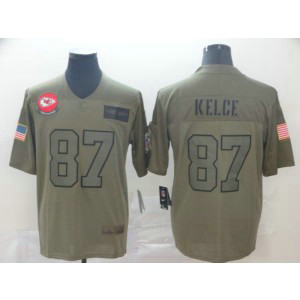 Nike Chiefs 87 Travis Kelce 2019 Olive Salute To Service Limited Men Jersey