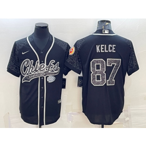 Nike Chiefs 87 Travis Kelce Black Reflective Vapor Baseball Limited Men Jersey