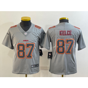 Nike Chiefs 87 Travis Kelce Gray Atmosphere Fashion Vapor Limited Youth Jersey
