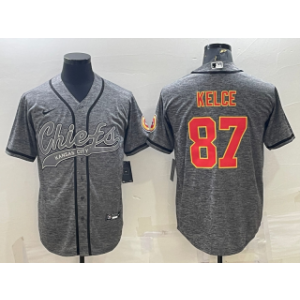 Nike Chiefs 87 Travis Kelce Grey Vapor Baseball Logo Limited Men Jersey