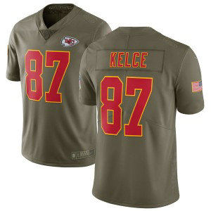 Nike Chiefs 87 Travis Kelce Olive 2017 Salute To Service Limited Youth Jersey