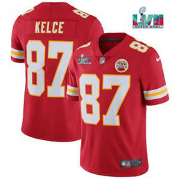 Nike Chiefs 87 Travis Kelce Red 2023 Super Bowl LVII Vapor Limited Men Jersey