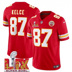 Nike Chiefs 87 Travis Kelce Red 2025 Super Bowl LIX F.U.S.E. Vapor Limited Men Jersey