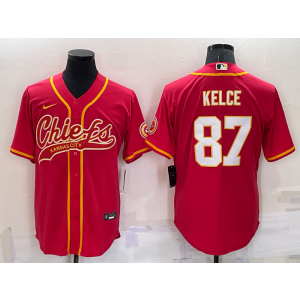 Nike Chiefs 87 Travis Kelce Red Vapor Baseball Limited Men Jersey