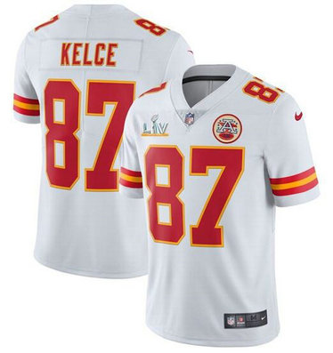 Nike Chiefs 87 Travis Kelce White 2021 Super Bowl LV Vapor Untouchable Limited Jersey