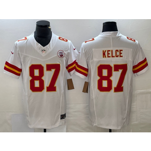 Nike Chiefs 87 Travis Kelce White 2023 F.U.S.E Vapor Limited Men Jersey