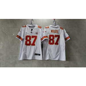 Nike Chiefs 87 Travis Kelce White 2023 F.U.S.E Vapor Limited Men Jersey