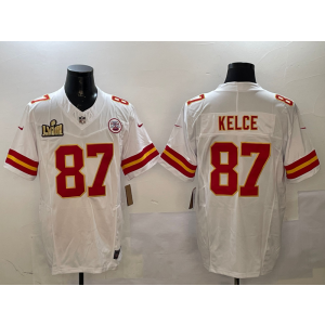 Nike Chiefs 87 Travis Kelce White 2025 Super Bowl LIX F.U.S.E. Vapor Limited Men Jersey