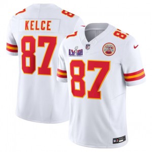 Nike Chiefs 87 Travis Kelce White F.U.S.E. 2024 Super Bowl LVIII Vapor Limited Men Jersey